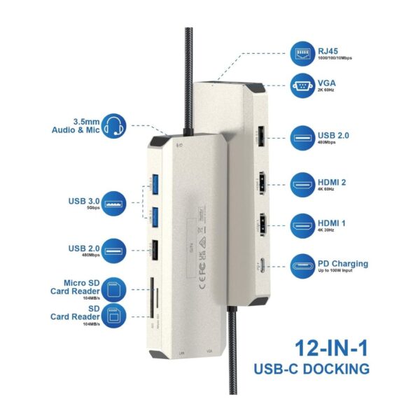 WAVLINK 12 in 1 USB C Hub Docking Station Triple Display 1 - LXINDIA.COM