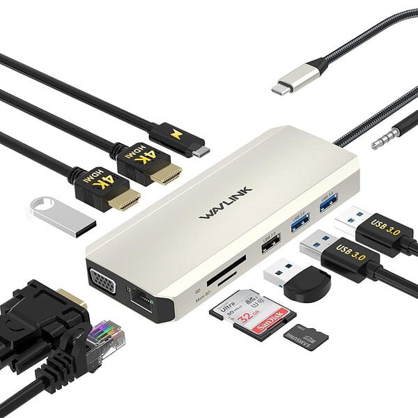 WAVLINK 12 in 1 USB C Hub Docking Station Triple Display - LXINDIA.COM