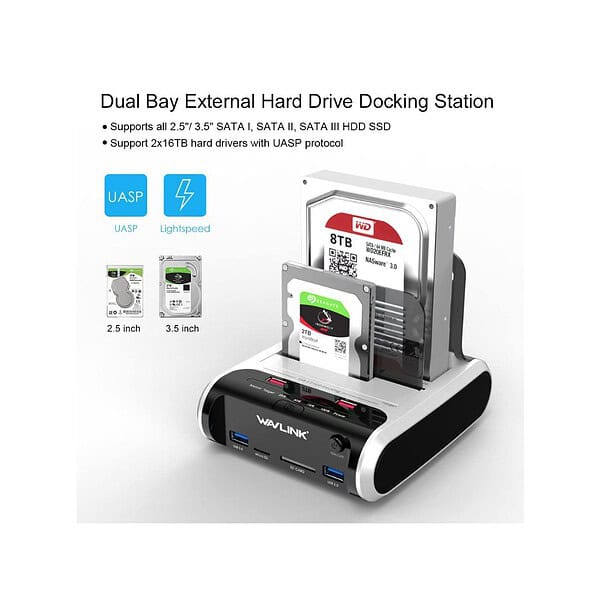 WAVLINK SATA Dual Bay Hard Drive Docking Station 3 - LXINDIA.COM