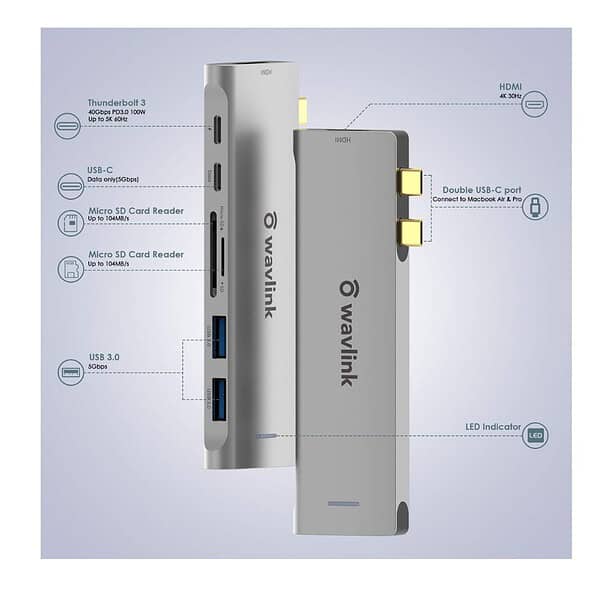 WAVLINK USB C Hub 7 in 2 Type C Adapter Mini Docking Station 1 - LXINDIA.COM