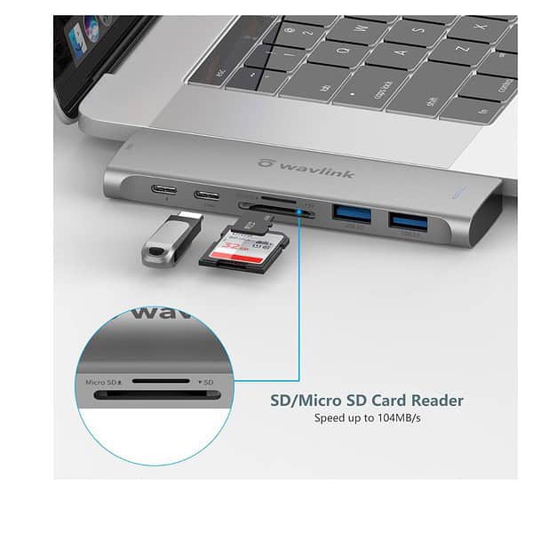 WAVLINK USB C Hub 7 in 2 Type C Adapter Mini Docking Station 5 - LXINDIA.COM