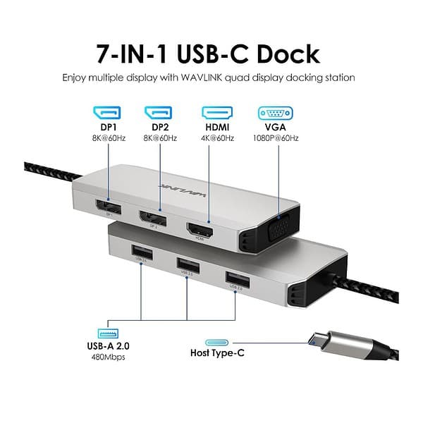 WAVLINK USB C Laptop Docking Station Quad Monitor 1 - LXINDIA.COM