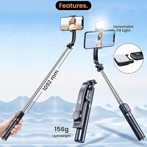 WeCool S4 Selfie Stick with Light in 6 Shades 2 - LXINDIA.COM