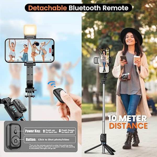 WeCool S4 Selfie Stick with Light in 6 Shades 3 - LXINDIA.COM