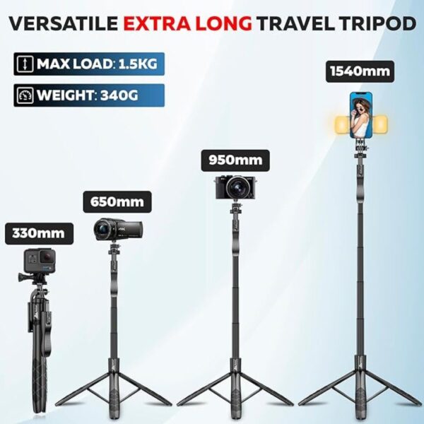 WeCool S5L 61in 154cm Long Selfie Stick with Tripod Stand 1 - LXINDIA.COM