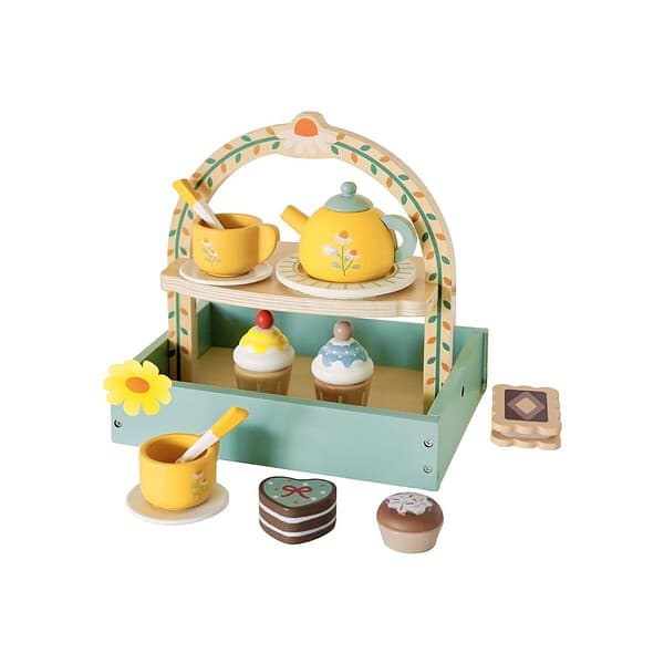 Wooden Dessert Cake Tea Party Set Wooden Play Food Kitchen Sets - LXINDIA.COM