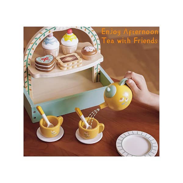 Wooden Dessert Cake Tea Party Set Wooden Play Food Kitchen Sets 2 - LXINDIA.COM