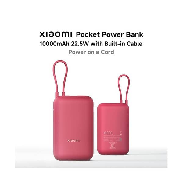 Xiaomi Pocket Power Bank 10000mAh 22.5W Maroon 1 - LXINDIA.COM