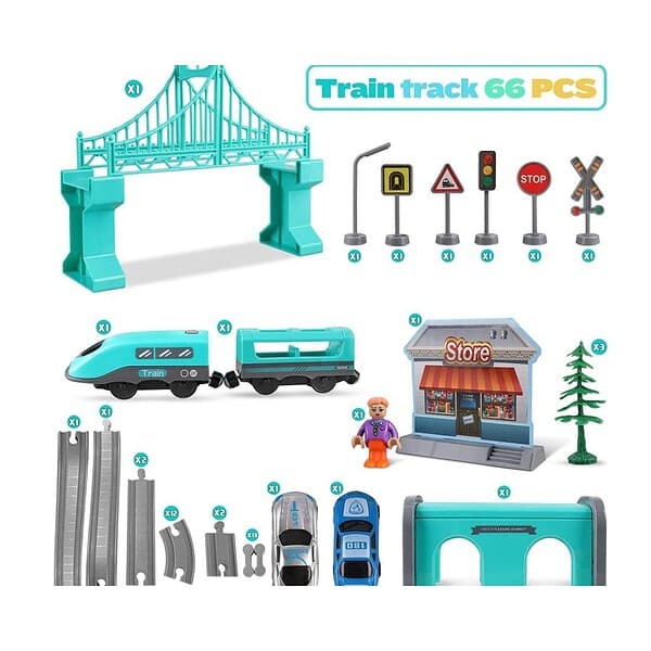 Yelofy DIY Train City Track for DIY Electric Train Track Set 66PCS 2 - LXINDIA.COM