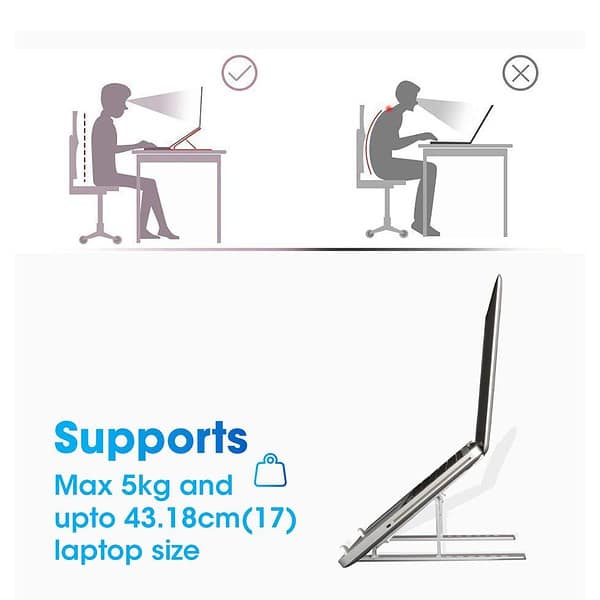 ZEBRONICS Aluminium Alloy Laptop Stand Zeb NS2000 Silver 3 - LXINDIA.COM