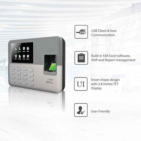 ZKTeco Biometric Attendance Recorder with Build in SSR Excel Software Silver1 - LXINDIA.COM