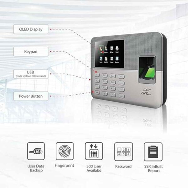 ZKTeco Biometric Attendance Recorder with Build in SSR Excel Software Silver2 - LXINDIA.COM