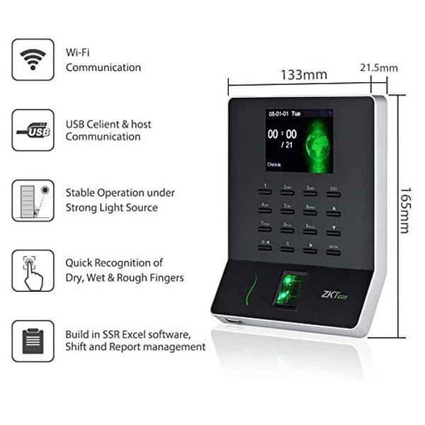 ZKTeco WL20 Attendance Machine with Wi Fi and USB Port with Inbuilt Software WL202 - LXINDIA.COM