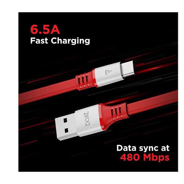 boAt Type C A750 Super Fast Charging Flat Cable Radiant RedPack of 2 1 - LXINDIA.COM