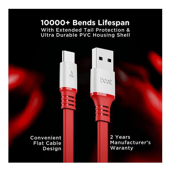 boAt Type C A750 Super Fast Charging Flat Cable Radiant RedPack of 2 4 - LXINDIA.COM