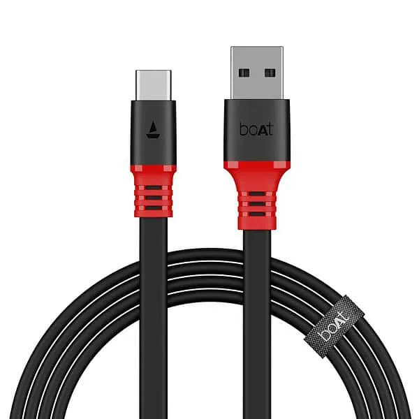 boAt Type C A750 Super Fast Charging Flat Cable Rebellious Black Pack of 2 - LXINDIA.COM