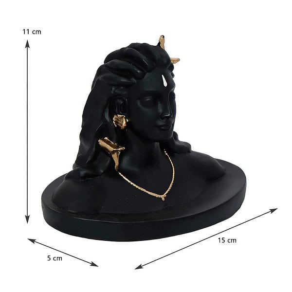 eCraftIndia Black Resin Handcrafted Adiyogi Shiva Statue - LXINDIA.COM