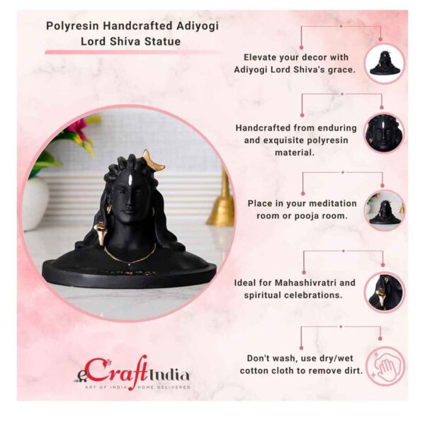 eCraftIndia Black Resin Handcrafted Adiyogi Shiva Statue 2 1 - LXINDIA.COM