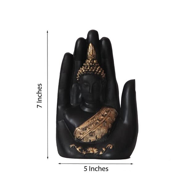 eCraftIndia Golden Handcrafted Palm Buddha Polyresin Showpiece 2 - LXINDIA.COM