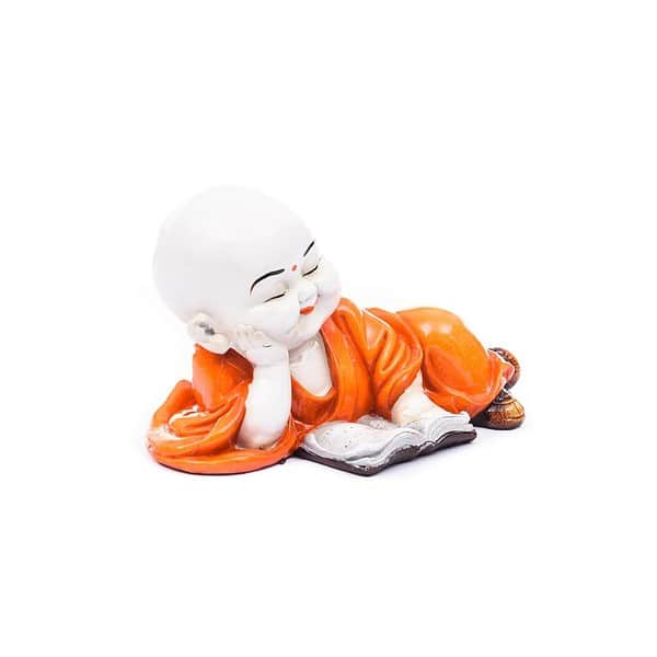 eCraftIndia Polyresin Resting Buddha Orange 1 - LXINDIA.COM