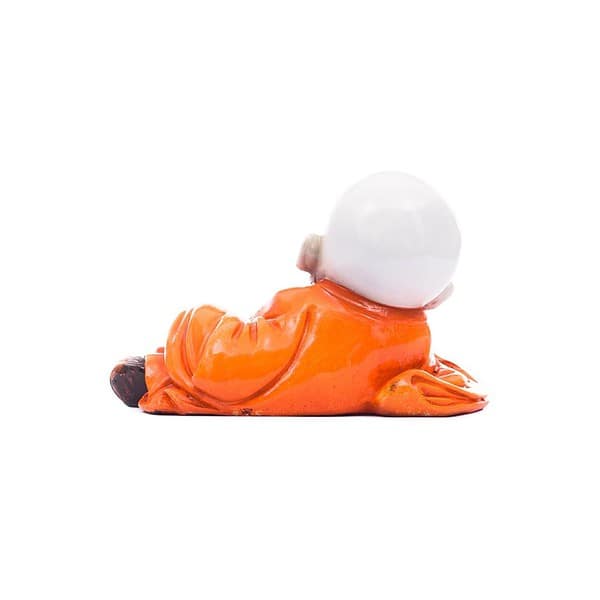 eCraftIndia Polyresin Resting Buddha Orange 2 - LXINDIA.COM