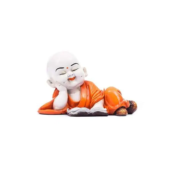 eCraftIndia Polyresin Resting Buddha Orange - LXINDIA.COM