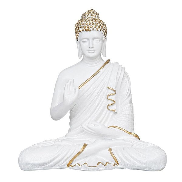 eCraftIndia White Polyresin Handcrafted Blessing Lord Buddha Idol 2 - LXINDIA.COM