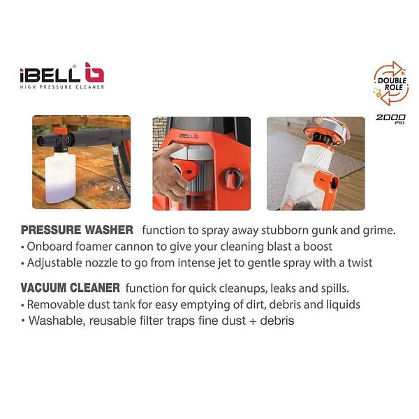 iBELL IBLDR 3 in1 Electric Pressure Washer Car Vacuum Cleaner with Blower1 - LXINDIA.COM