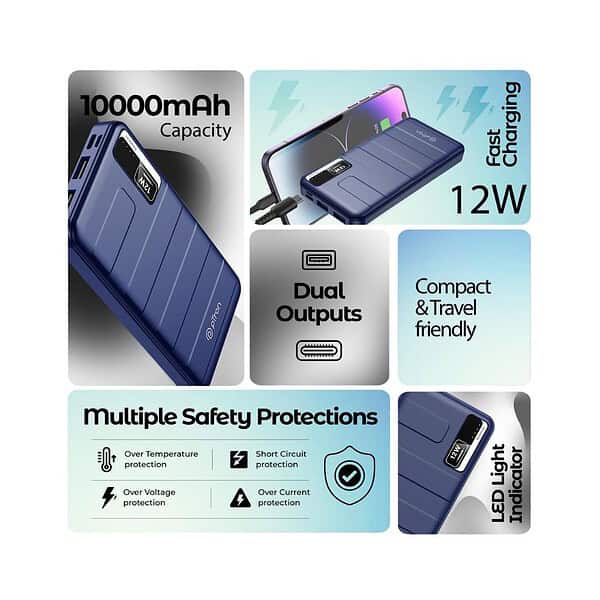 pTron Dynamo Nitro 10000mAh 12W Power Bank Blue 1 - LXINDIA.COM