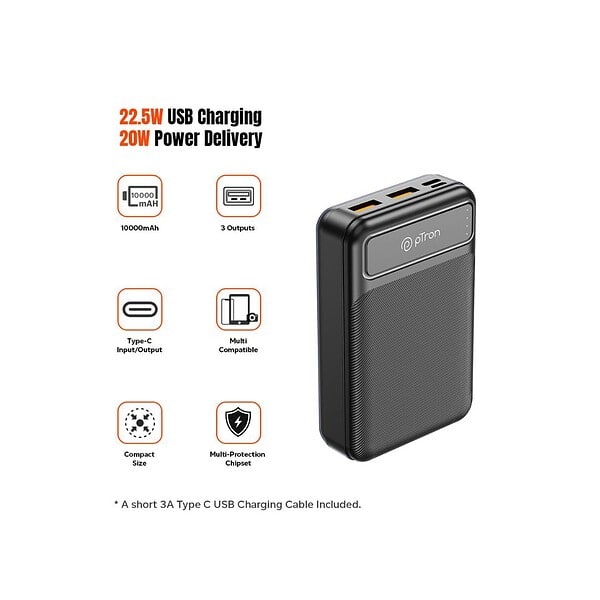 pTron Dynamo Spark 10000mAh Black 4 - LXINDIA.COM