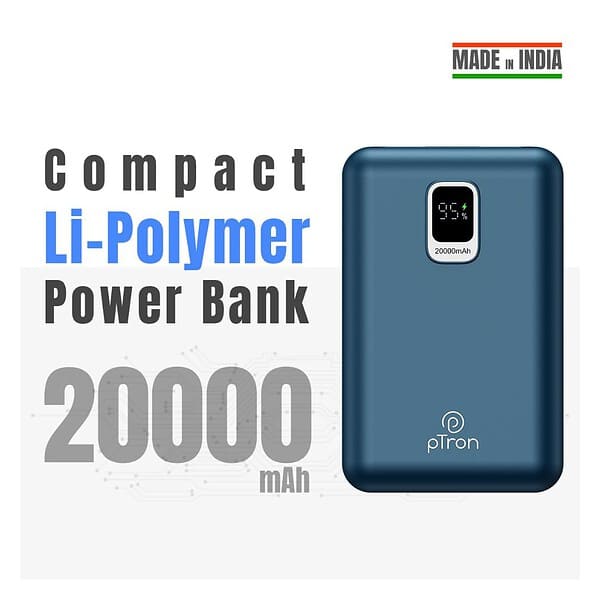 pTron Dynamo Ultra 20000mAh Power Bank Blue 1 - LXINDIA.COM