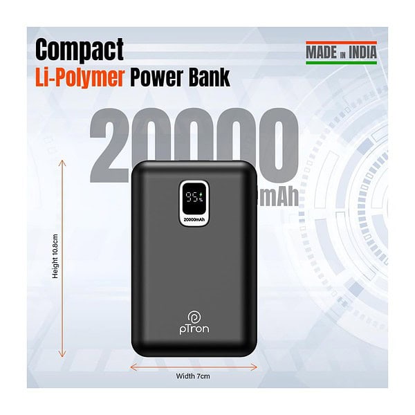 pTron Dynamo Ultra 20000mAh Power BankBlack 1 - LXINDIA.COM